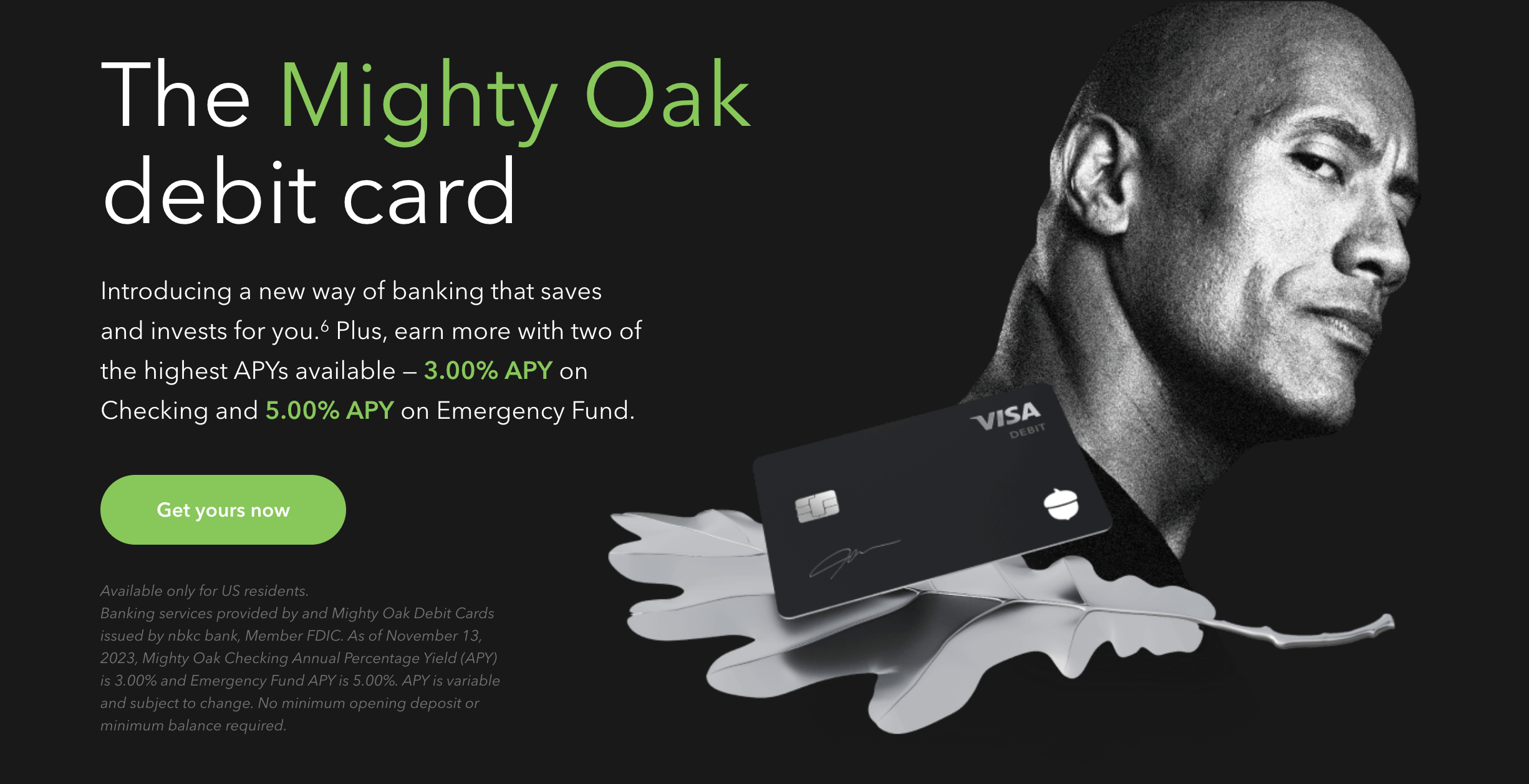 Dwayne 'the Rock' Johnson intros Mighty Oak debit card by Acorns